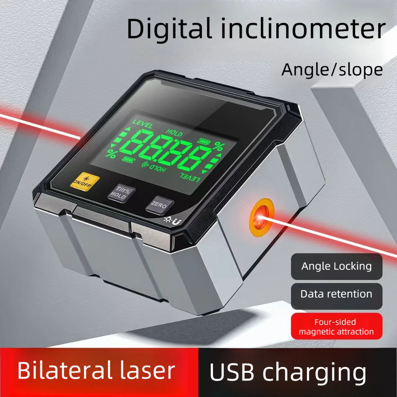 Magnetic Laser Inclinometer Digital Angle Measuring Digital Electronic Level Instrument Protractor Specially for Woodworkin
